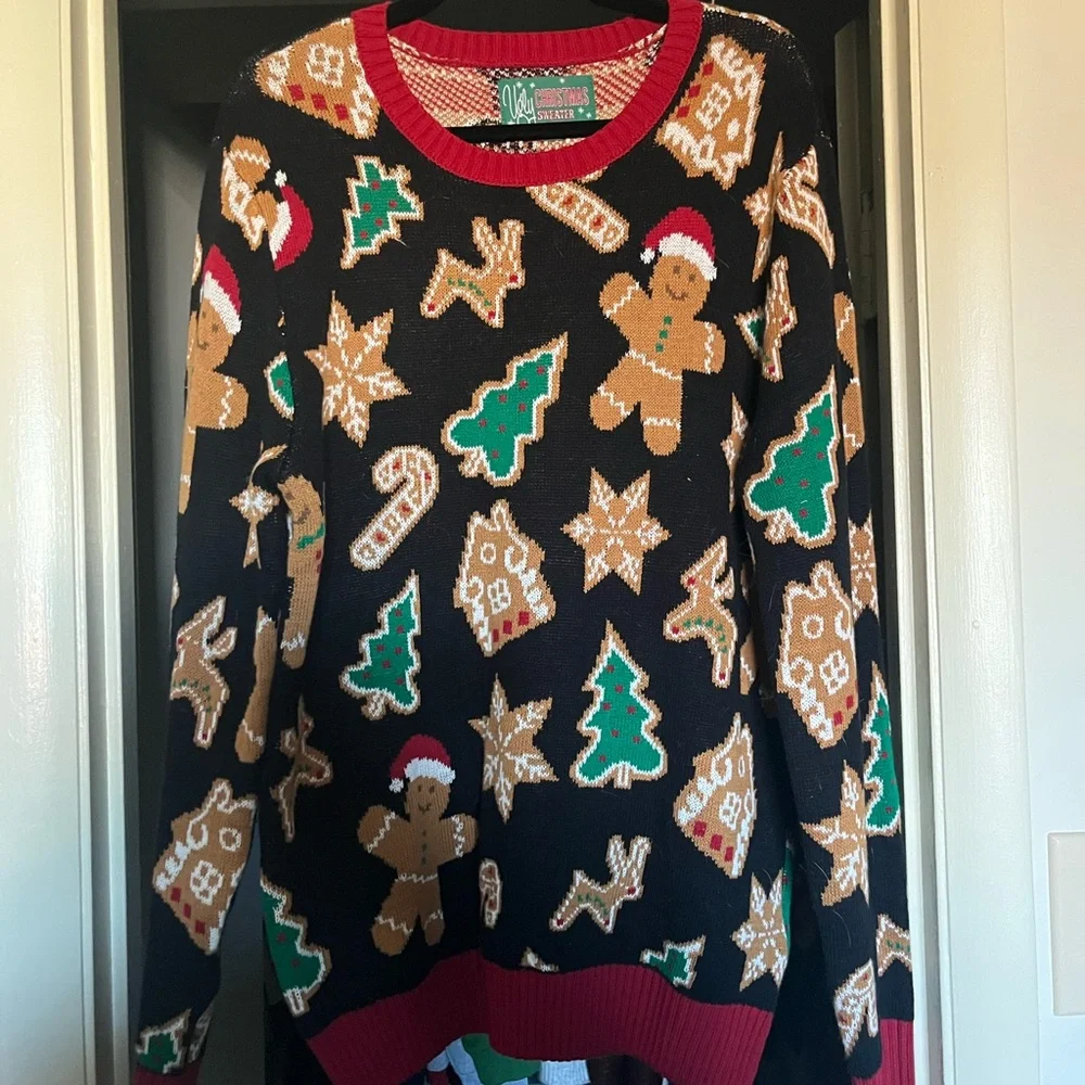 Ugly Christmas Sweater in Red and Brown - Picture 1 of 3